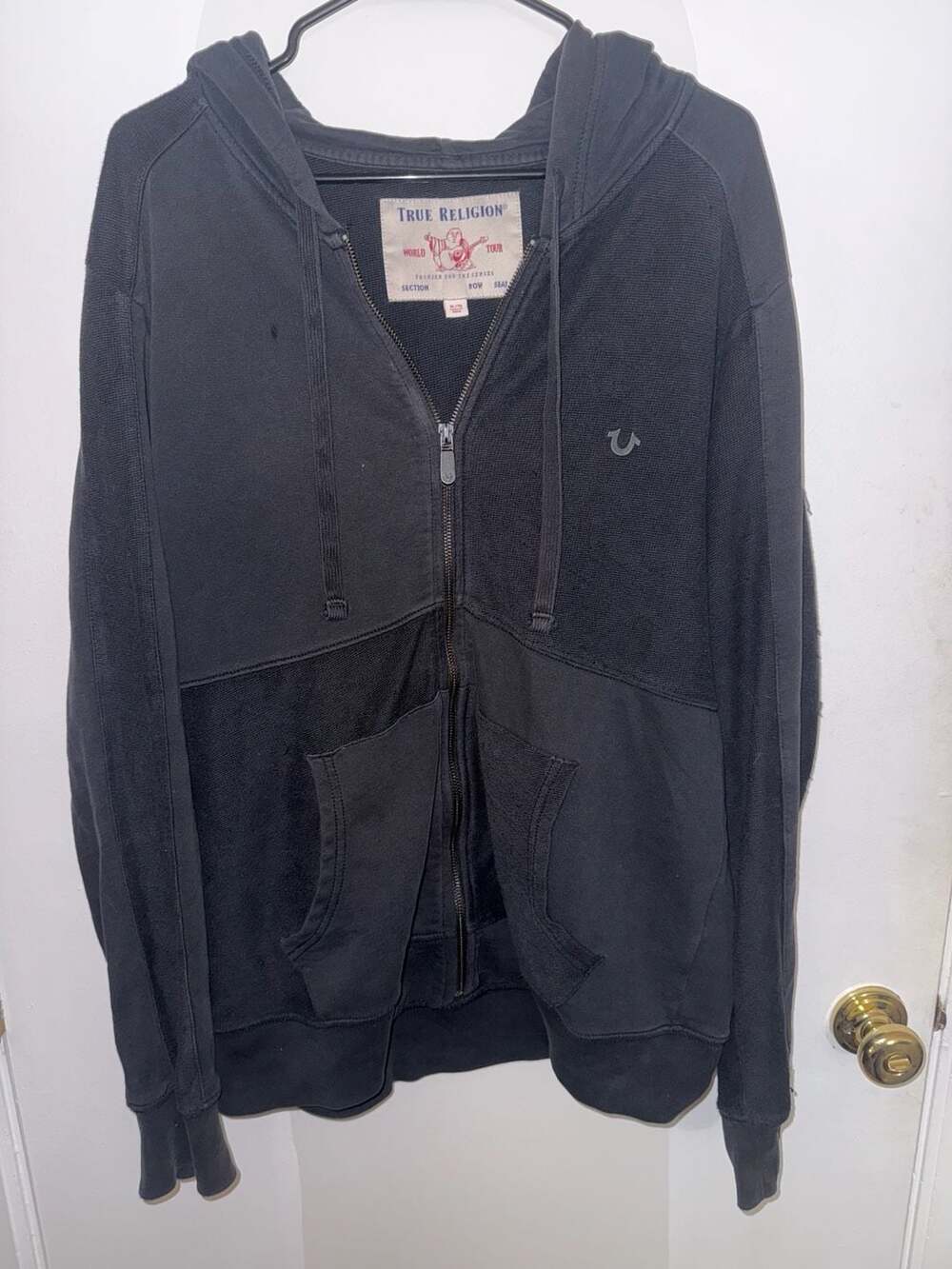 True Religion Full-Zip Hoodie with Horseshoe Logo